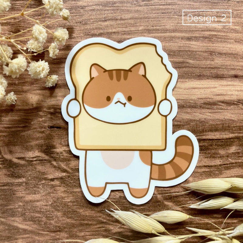 Meowashi Studio - Cat and Toast Vinyl Sticker (Design 2)