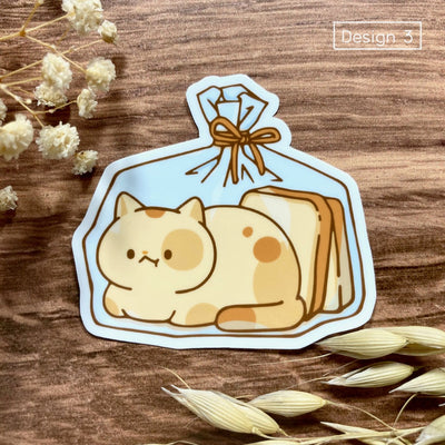 Meowashi Studio - Cat and Toast Vinyl Sticker (Design 3)