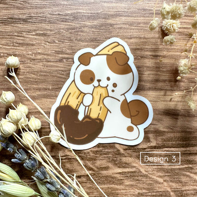 Meowashi Studio - Dog and Churros Vinyl Sticker (Design 3)