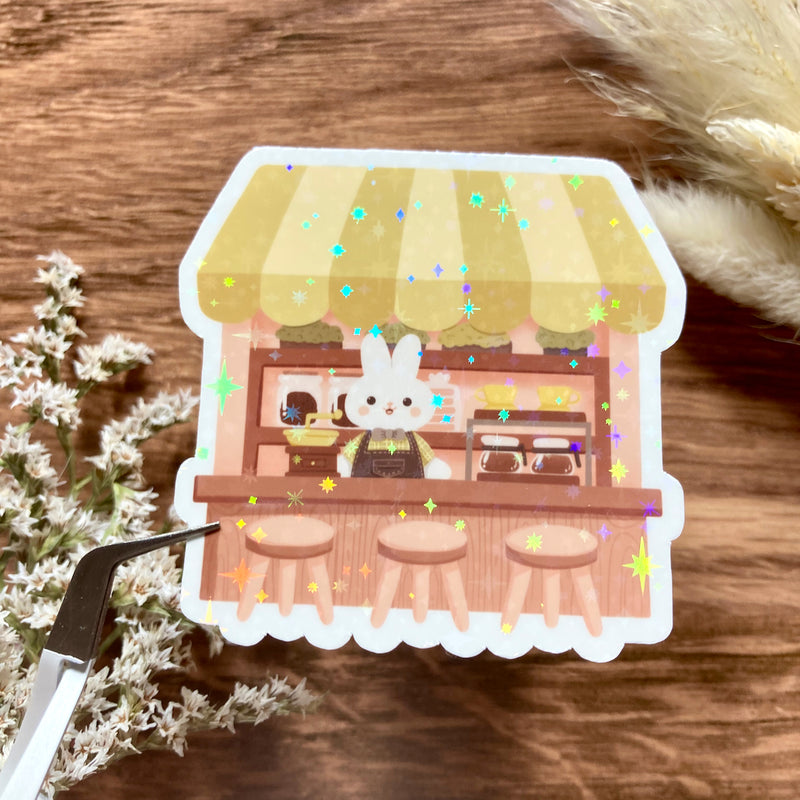 Meowashi Studio - Rabbit Cafe Holographic Sticker