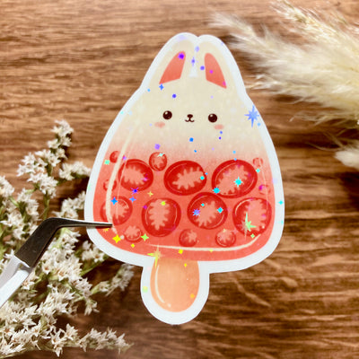 Meowashi Studio - Rabbit Strawberry Ice Pop Holographic Sticker LAH-002
