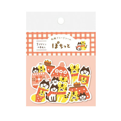 Furukawashiko Winter Limited Edition Washi Sticker Flakes - Cat and Tiger QSA109